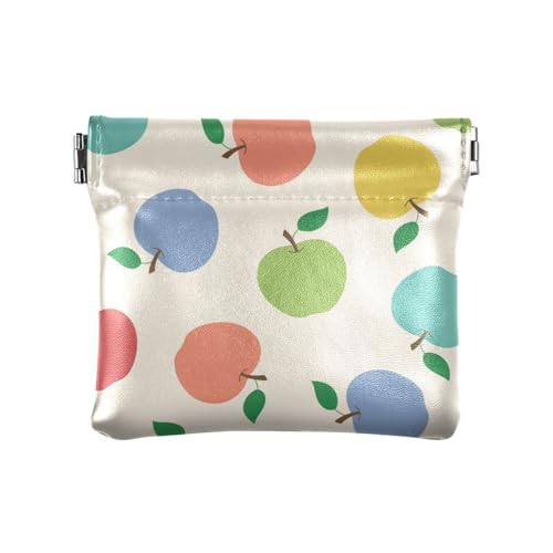 Damen-Geldbörse aus Leder, mit Verschluss, Kartenhalter, wasserdicht, buntes Äpfelmuster, Buntes Apfelmuster, 1 Size, Reisezubehör von FRODOTGV