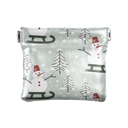 Damen-Geldbörse aus PU-Leder, Mini-Geldbörse, tragbar, Weihnachtsmuster, niedlicher Schneemänner, Weihnachtsmuster, niedliche Schneemänner, 1 Size, Reisezubehör von FRODOTGV
