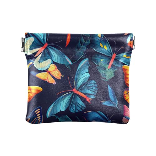 Damen-Geldbörse aus PU-Leder, bunte Schmetterlinge auf schwarzem Hintergrund, für Mädchen und Damen, Handtasche, Farbige Schmetterlinge auf schwarzem Hintergrund, 1 Size, Reisezubehör Damen-Geldbörse aus PU-Leder, bunte Schmetterlinge auf schwarzem Hintergrund, für Mädchen und Damen, Handtasche, Farbige Schmetterlinge auf schwarzem Hintergrund, 1 Size, Reisezubehör von FRODOTGV