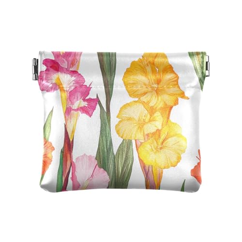 Damen-Geldbörse mit Cartoon-Motiv, bunt, Blumen, Leder, Münzgeldbörse, tragbare Tasche, Make-up-Tasche für Damen und Mädchen, Bunte Cartoon-Blumen, 4.33"(L) x 3.74"(W) x 0.39"(H), Classic von FRODOTGV