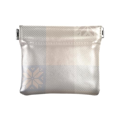 Damen Herren Leder Münzgeldbörsen Niedlich Make-up Periode Tasche Weihnachten Karo Karomuster Nordische Schneeflocken Damen, Weihnachtliches Karomuster, nordische Schneeflocken, 1 Size, Reisezubehör von FRODOTGV