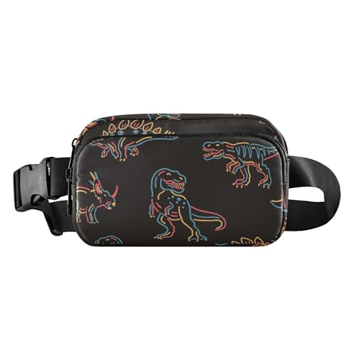 Damen Herren Schultertasche Mode wasserabweisend Bauchtasche Hüfttasche mit verstellbarem Gurt für Reisen Laufen Wandern Dinosaurier-Muster Cartoon Kinder, Dinosaurier-Muster, Cartoon, Kinder, 1 Size von FRODOTGV