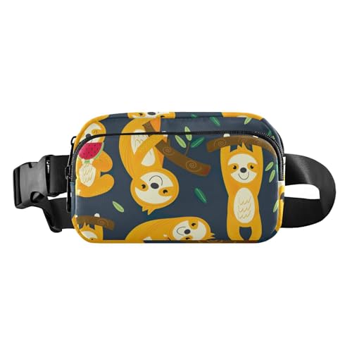 Damen Herren Teenager Crossbody Gürteltasche Mode Große Kapazität Hüfttasche Crossbody Tasche mit verstellbarem Gurt für Reisen Fitnessstudio Arbeit Lustige Faultiere Illustration, Lustige von FRODOTGV