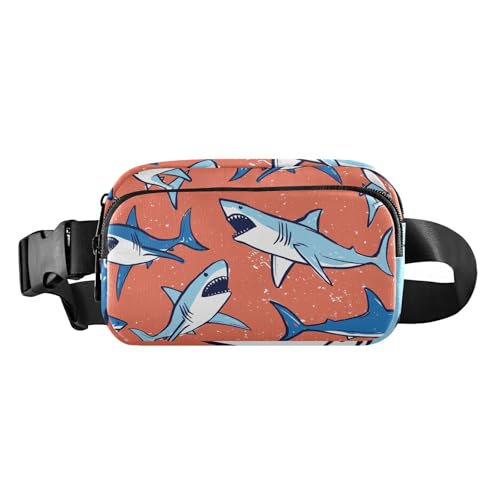 Damen Herren Teenager Crossbody Gürteltasche Stilvolle Große Kapazität Bauchtasche Hüfttasche mit verstellbarem Gurt für Reisen Einkaufen Laufen Nahtloses Muster Fisch Meer, Nahtloses Muster, von FRODOTGV