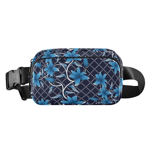 Damen Herren Teenager Crossbody Sporttasche Modische Mini-Hüfttasche Crossbody Tasche mit verstellbarem Riemen für Radfahren, Wandern, Fitnessstudio, Blumenmuster, indonesisches Batikmotiv, Schwarz / von FRODOTGV