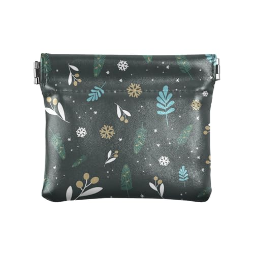 Damen Kleine Leder Kleingeldbörse Ausgefallene Make-up-Tasche Wechselgeldbörse Weihnachten Muster Tannenzweige Schneeflocken Frauen, Weihnachtsmuster Tannenzweige Schneeflocken, 1 Size, Reisezubehör von FRODOTGV