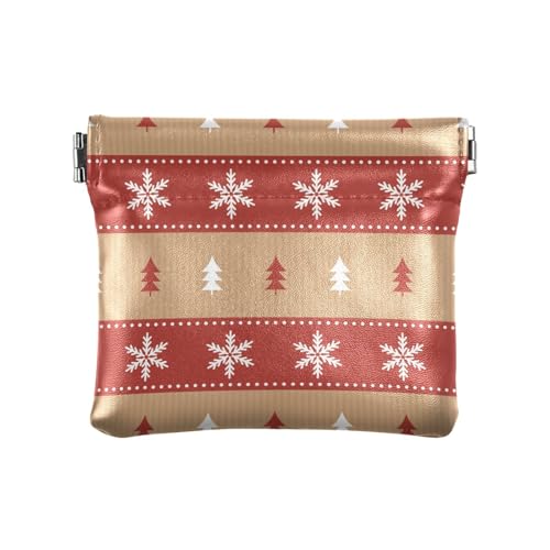 Damen Kleine Leder Münzbörse Geldbörse Geldbörse Niedlich Mini Münzbörse Taschen Weihnachten Muster Schneeflocke Baum Design Mädchen, Weihnachtsmuster, Schneeflockenbaum-Design, 1 Size, Reisezubehör von FRODOTGV