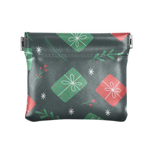 Damen Leder Münzbörse Mädchen Frauen Damen Mini Geldbörse Geldbörse Einzigartig Weihnachten Muster Geschenke Beeren Tanne, Weihnachtsmuster Geschenke Beeren Tanne, 1 Size, Reisezubehör von FRODOTGV