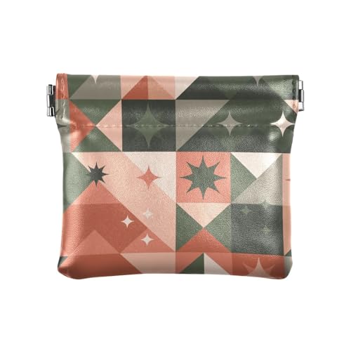 Damen Leder Münzbörsen Taschen Frauen Kosmetiktaschen für Geldbörse Einzigartig Weihnachten Minimal Baum Sterne Abstrakt, Minimale Weihnachtssterne, abstrakt, 1 Size, Reisezubehör von FRODOTGV