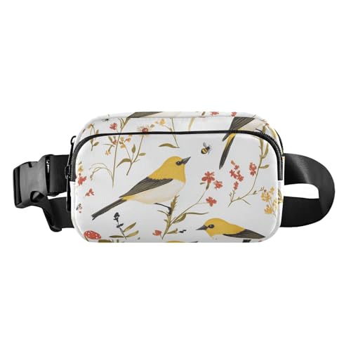 Damen und Herren, Crossbody-Gürteltasche, wasserabweisend, Mehrzweck-Hüfttasche, Gürteltasche, für Reisen, Laufen, Wandern, Cartoon-Motiv amerikanische Goldfinken, Vögel, Weiß, 17, 1 Size von FRODOTGV