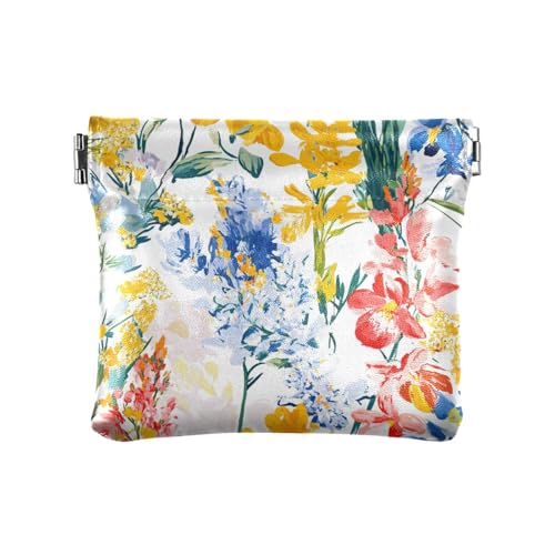 Einzigartige Geldbörse aus Leder mit Blumen, für Damen und Herren, einzigartiger Kartenschlüssel-Organizer für Männer, Frauen, Reisen, Einzigartige Blumen, 4.33"(L) x 3.74"(W) x 0.39"(H), Classic von FRODOTGV