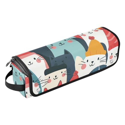 FRODOTGV 2-in-1-Haar-Werkzeug-Organizer, Wintermütze, Katze, Frohe Weihnachten, Reiseetui für Damen, abnehmbarer Haarstyling-Zubehör, Organizer für Lockenstab Glätteisen, flacher Haartrockner, 1 von FRODOTGV