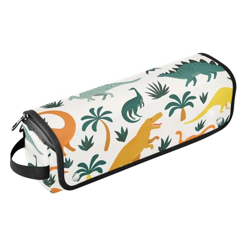 FRODOTGV 2-in-1-Haar-Werkzeug-Organizer, handgezeichnete Dinosaurier und tropische Blätter, tragbar, Reiseutensilien, wasserdicht, flacher Lockenstab, Reise-Organizer für Glätteisen, heiße Werkzeuge von FRODOTGV