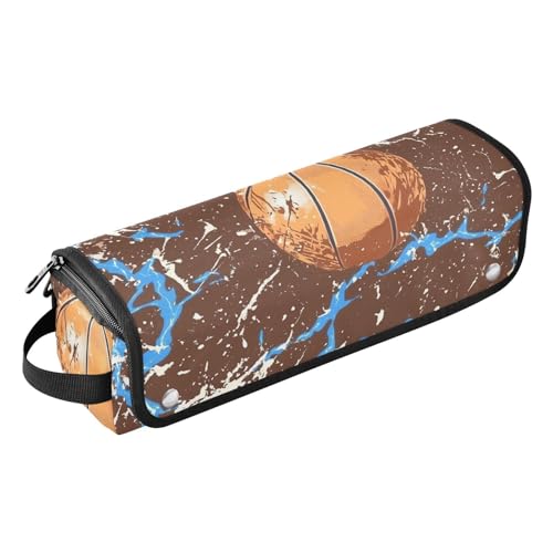 FRODOTGV 2-in-1-Haar-Werkzeug-Organizer für Frauen mit hitzebeständiger Matte, Basketball mit blauem Blitzbraun für Glätteisen, Glätteisen, Lockenstäbe, 1 Größe, 1 Size von FRODOTGV