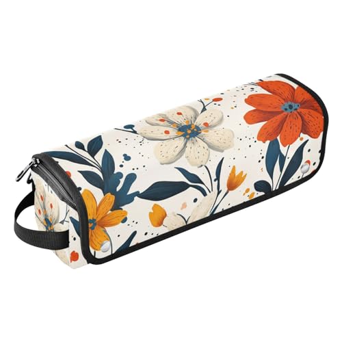 FRODOTGV 2-in-1-Haar-Werkzeug-Organizer mit großem Fassungsvermögen, hitzebeständige Matte mit Reißverschluss für heiße Werkzeuge, Lockenstab und Glätteisen, Haarvolumizer, Frühlingsblumen, von FRODOTGV