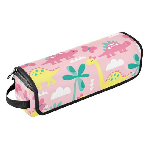 FRODOTGV 2-in-1-Haar-Werkzeug-Organizer mit hitzebeständigem Pad, für Damen, doppellagig, Reise-Tragetasche, Pfirsich-Dinosaurier-Tiermuster, Pfirsich-Dinosaurier-Tiermuster, 1 Size von FRODOTGV