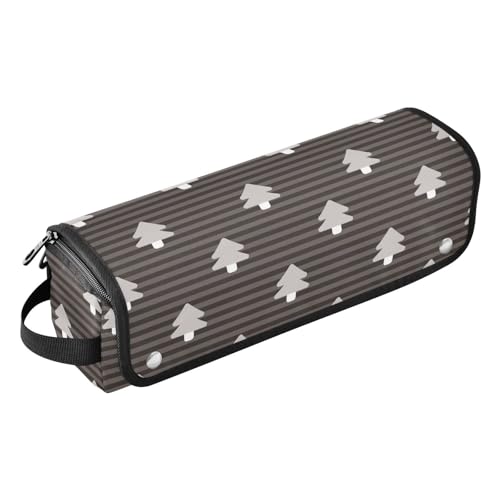 FRODOTGV 2-in-1 Lockenstab Reiseetui Schwarz Weiß Weihnachtsbaum Muster Tragbarer Organizer Wasserdicht Lockenstab Reiseetui für Flacheisen, heiße Werkzeuge und Haarpflegezubehör, Schwarz-weißes von FRODOTGV