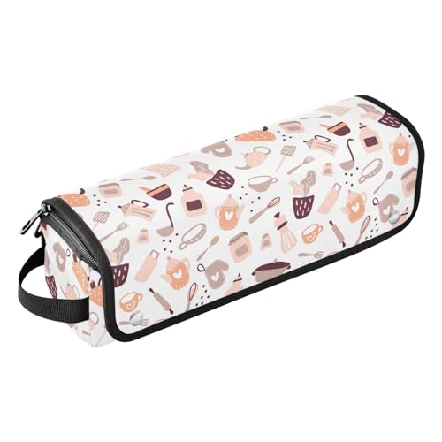 FRODOTGV 2-in-1 Lockenstab Reiseetui mit großem Fassungsvermögen, Haar-Werkzeug-Organizer, Reisezubehör für heiße Werkzeuge, Lockenstab und Glätteisen, Haarvolumizer, buntes Muster, Kochutensilien von FRODOTGV