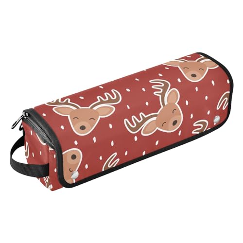 FRODOTGV 2-in-1 Lockenstab Reisetasche für Frauen mit hitzebeständigem Pad, niedliches Rentier-Cartoon-Hirschmuster für heiße Werkzeuge, Lockenstab Flacheisen, Haarvolumizer Styler, Niedliches von FRODOTGV