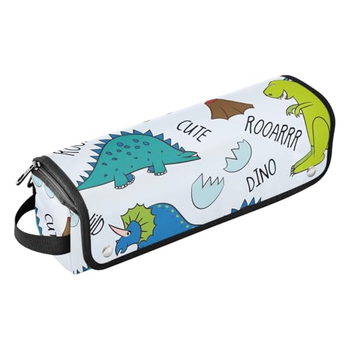 FRODOTGV 2-in-1 Lockenstab mit Cartoon-Dinosaurier-Motiv, Reiseetui und hitzebeständige Matte mit Reißverschluss, wasserdicht, Reise-Organizer für heiße Werkzeuge, Lockenstab und Glätteisen, von FRODOTGV