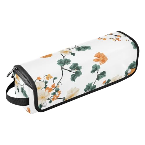 FRODOTGV 2-in-1-Lockenstab mit Retro-Pfingstrosen für Damen, Reiseetui, großes Fassungsvermögen, Haarstyling-Werkzeug-Organizer mit hitzebeständigem Pad für Glätteisen, heiße Werkzeuge und von FRODOTGV