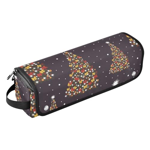 FRODOTGV 2-in-1 Lockenstab mit Weihnachtsbaum-Muster, Reiseetui und hitzebeständige Matte, tragbare Reiseutensilien, abnehmbarer Haarstyling-Zubehör-Organizer, Weihnachtsbaum-Muster, 1 Size von FRODOTGV