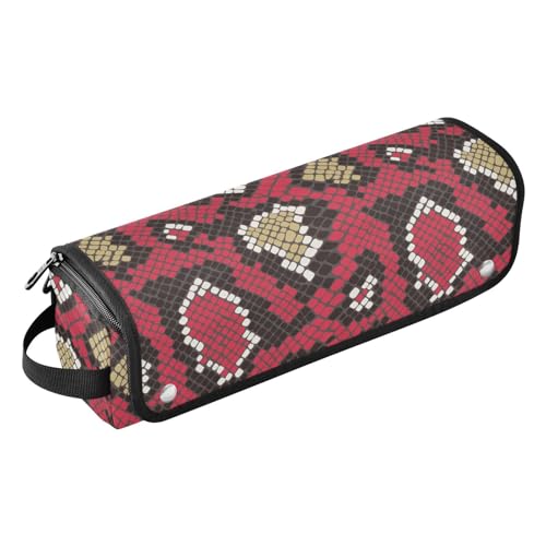 FRODOTGV 2-in-1-Lockenstab mit bunter Schlangenhaut, Reiseetui mit hitzebeständigem Pad, Tragetasche, flacher Lockenstab, wasserdichter Organizer für Flacheisen, heiße Werkzeuge und Haarpflegezubehör, von FRODOTGV