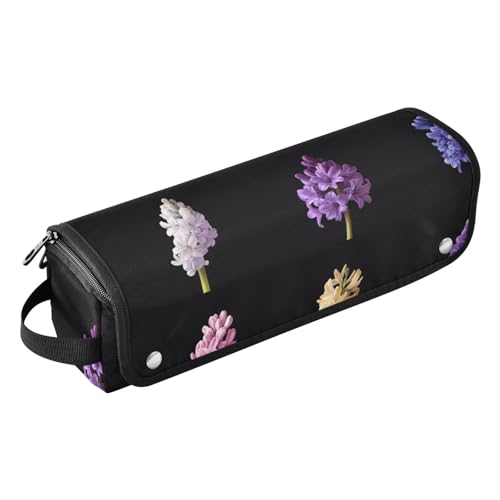 FRODOTGV Ästhetische Hyazinthen, blaugrünes Damen-Haarwerkzeug, Reisetasche, großer Haarstyling-Zubehör, Organizer und hitzebeständige Matte mit Reißverschluss für Glätteisen, Haartrockner, Farbe: 16 von FRODOTGV