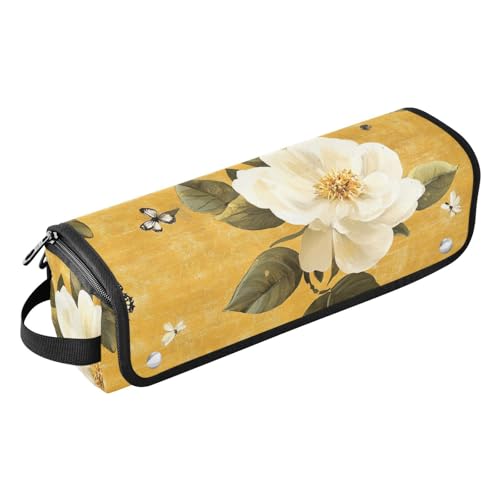 FRODOTGV Abnehmbare Reisetasche für Haarwerkzeuge mit hitzebeständiger Matte, Organizer, Aufbewahrungstaschen für Glätteisen, Haartrockner, Retro-Liliengrün, Farbe: 14, 1 Size von FRODOTGV