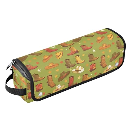 FRODOTGV Abnehmbarer Lockenstab für Damen, Reiseetui und hitzebeständige Matte mit Reißverschluss, für heiße Werkzeuge, Glätteisen, Haarvolumizer, Styler, lila und rosa Blumen, Westernstiefel Design von FRODOTGV
