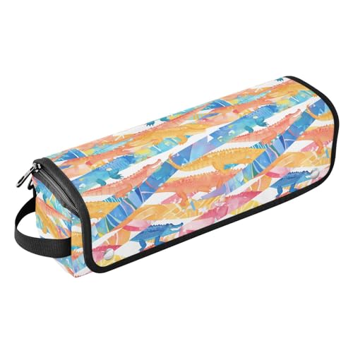 FRODOTGV Abstrakte Regenbogenstreifen, für Damen, Reisetasche, wasserdichte Aufbewahrungstaschen mit hitzebeständigem Pad für Glätteisen, Haartrockner, Aquarell-Krokodile, 1 Size von FRODOTGV