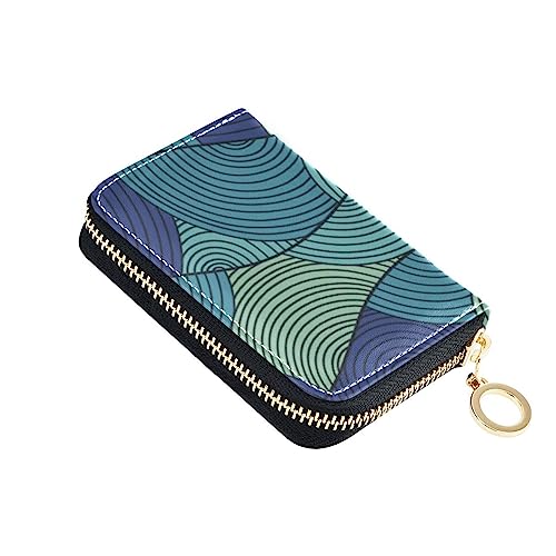 FRODOTGV Abstrakte Wellen Slim Card Wallets Mädchen Safe RFID Kartenhalter Leder Reißverschluss Kreditkartenfächer für Reisen, Abstrakte Wellen, 1 size, Classic von FRODOTGV