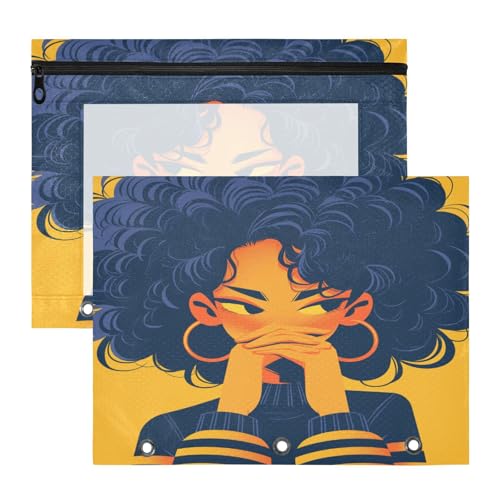 FRODOTGV Anxious Black Women Navy Binder pencil poucheses Clear Window Plastic File Folder for 3 Rings Binder 2 Pack Teacher School Supplies FRODOTGV Anxious Black Women Navy Binder pencil poucheses Clear Window Plastic File Folder for 3 Rings Binder 2 Pack Teacher School Supplies von FRODOTGV