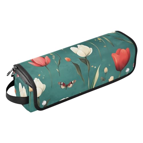 FRODOTGV Art Cactus Grey 2-in-1 Lockenstab Reiseetui mit hitzebeständigem Pad Damen Große Doppellagige Tragetasche für Glätteisen Flachhaartrockner, 17, 1 Size von FRODOTGV