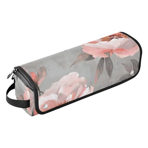 FRODOTGV Art Peonies Damen-Reisetasche für heiße Haare, große Zubehör-Organizer mit Eisenmatte für Glätteisen, heiße Werkzeuge und Haarpflegezubehör, Grau von FRODOTGV