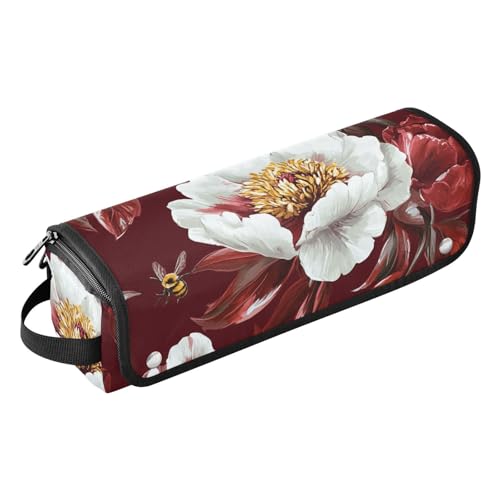 FRODOTGV Beauty Peonies grüne Reisetasche für Haarwerkzeuge für Frauen, großes Fassungsvermögen, Haarstyling-Zubehör, Organizer mit Eisenmatte für Glätteisen, flacher Haartrockner, 18, 1 Size von FRODOTGV