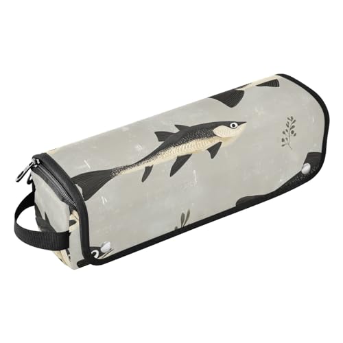 FRODOTGV Beauty Winter Flunder Fishes Silber Lockenstab Reisetasche für Frauen, abnehmbare Essentials Aufbewahrung mit Eisenmatte für heiße Werkzeuge, Glätteisen, Haarvolumizer Styler, 15, 1 Size von FRODOTGV