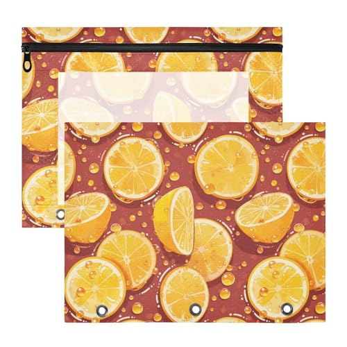 FRODOTGV Binder-Federmäppchen mit 3 Löchern, für A4-Papier, Briefe, 2 Stück, Zitronengelb, Burgunderrot, 2 Stück von FRODOTGV