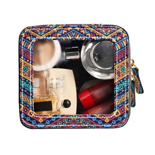 FRODOTGV Boho-Kulturbeutel aus Leder, transparent, klein, Make-up-Organizer, Boho, 1 Size von FRODOTGV