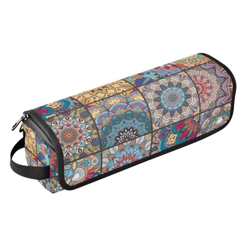 FRODOTGV Boho Orientalisches Mandala-Haarwerkzeug-Reisetasche und hitzebeständige Matte, tragbarer Organizer, staubdicht, Reise-Glätteisen-Tasche von FRODOTGV