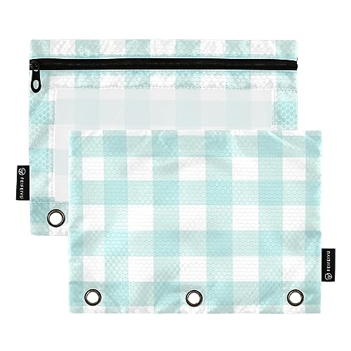 FRODOTGV Buffalo Federmäppchen für 3 Ringe, Binder, Reißverschluss, transparent, 3 Löcher, 2 Stück von FRODOTGV