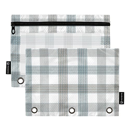 FRODOTGV Buffalo Federmäppchen für 3 Ringe, Binder, Reißverschluss, transparent, 3 Löcher, 2 Stück von FRODOTGV