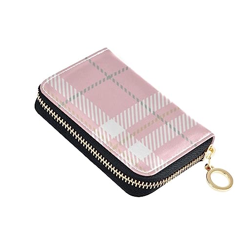 FRODOTGV Buffalo Mini-Kartenetui für Mädchen, kariert, Schottland, Rosa, RFID-Geldbörse, Leder, Reißverschlusstasche, Geldbörse für die Arbeit, Buffalo Plaid Schottenkaro Schottland Pink, 1 size, von FRODOTGV