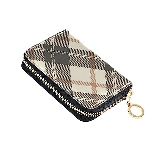 FRODOTGV Buffalo Plaid Grau Beige Slim Card Holder Wallet Mädchen Safe RFID Blocking Wallets Leder Reißverschlusstasche Geldbörse für Reisen, Buffalo Plaid Grau Beige, 1 size, Classic von FRODOTGV