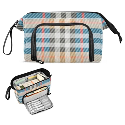 FRODOTGV Buffalo Plaid Schottenkaro Schottland Stifteetui Große Kapazität Tasche mit Fach mit Fach Extra Groß Federmäppchen für Jungen Kindergarten von FRODOTGV