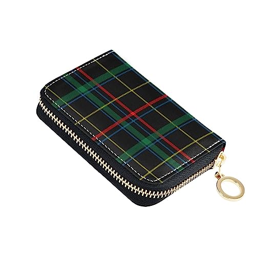 FRODOTGV Buffalo Plaid Schottland Dunkelgrün Rot Mini Kartenetui Geldbörse Mädchen Risikofrei RFID Geldbörse Leder Reißverschlusstasche Geldbörse für Arbeit, Dunkelgrün / Rot, 1 size, Classic von FRODOTGV