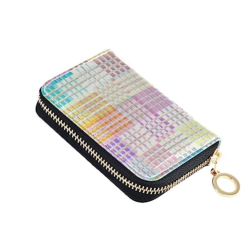 FRODOTGV Bunte Mosaik-Quadrate, schmales Kreditkartenetui, Mädchen, sicherer RFID-Kartenhalter, Ledertasche, Reißverschlusstasche für die Arbeit, Bunte Mosaik-Quadrate, 1 size, Classic von FRODOTGV