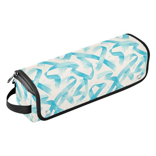 FRODOTGV Butterfly Schöne braune Damen-Lockenstab-Reisetasche, abnehmbare Tragetasche und hitzebeständige Matte für Glätteisen, Glätteisen, Blaugrünes Band, bemalt, Eierstockkrebs, 1 Size von FRODOTGV