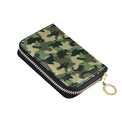 FRODOTGV Camo Dinosaurier Slim Wallet Kartenhalter für Mädchen risikofrei RFID-Kartenhalter Leder Reißverschlusstasche Geldbörse, Camo Dinosaurier, Einheitsgröße, Classic von FRODOTGV