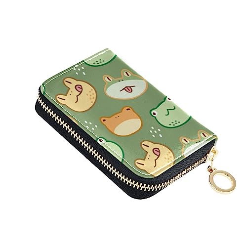 FRODOTGV Cartoon Forg Head Slim Card Wallets for Girl Riskfree RFID Wallet Leather Zip Pocket Wallet, Cartoon-Schmiedekopf, Einheitsgröße, Classic von FRODOTGV